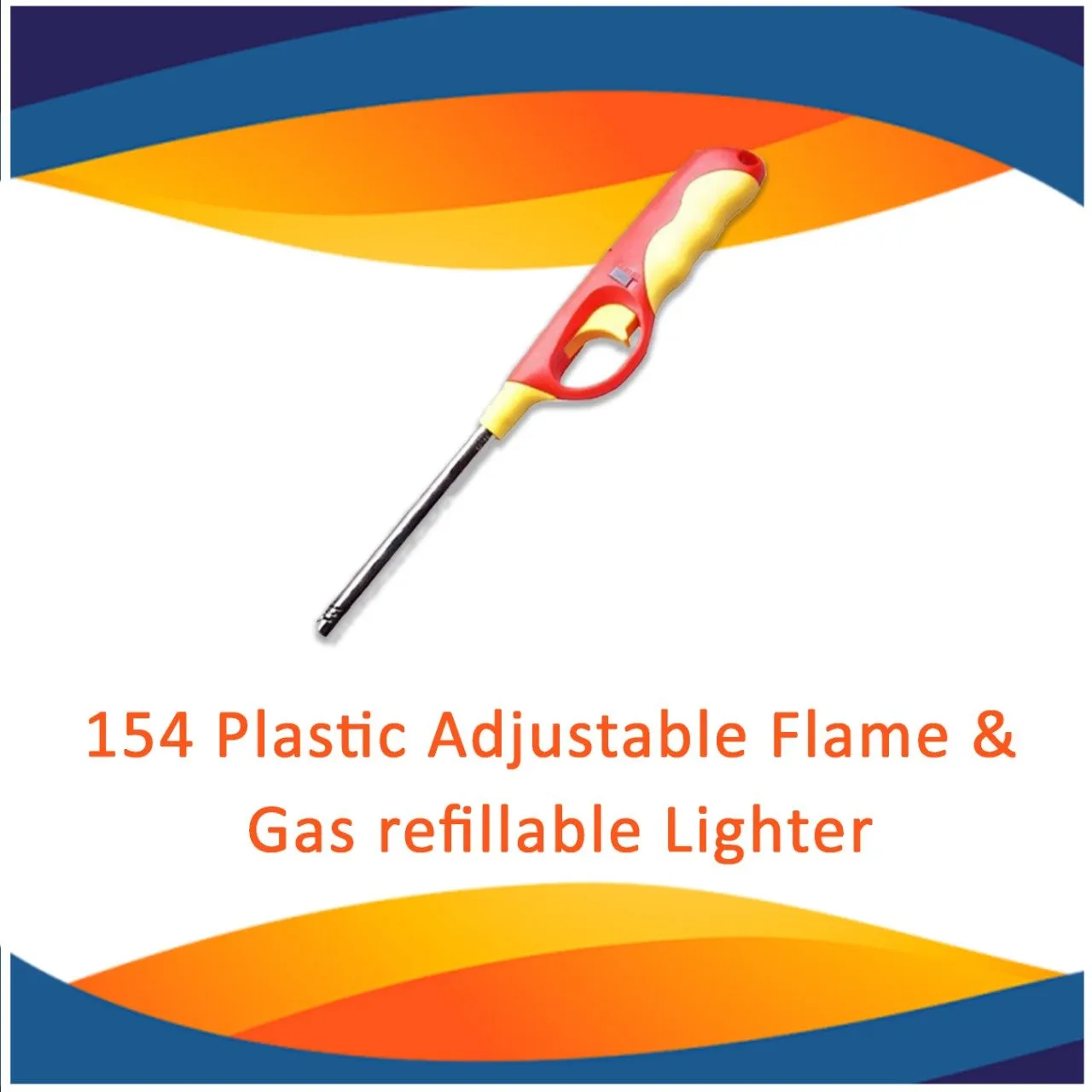 0154 Plastic Flame & Gas refillable Lighter (Multicolour)