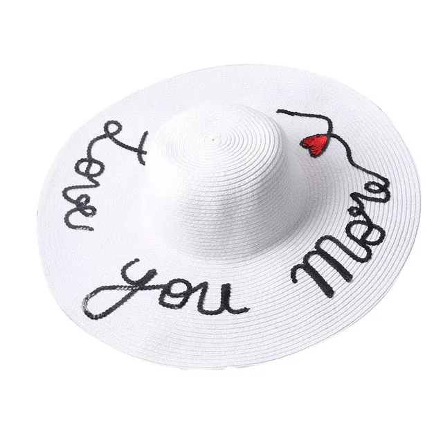 2017 Fashion women summer handmade love you paillette fedora straw sun hat beach hat for kids