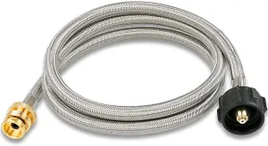 5 Feet SS Braided Propane Adapter Hose Converter for QCC1 / Type1 1lb 20 lb LP Tank, for Weber Q Series and Coleman Stoves
