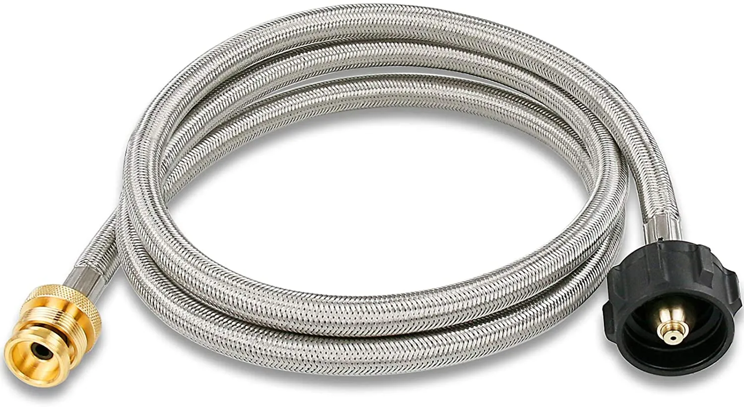 5 Feet SS Braided Propane Adapter Hose Converter for QCC1 / Type1 1lb 20 lb LP Tank, for Weber Q Series and Coleman Stoves