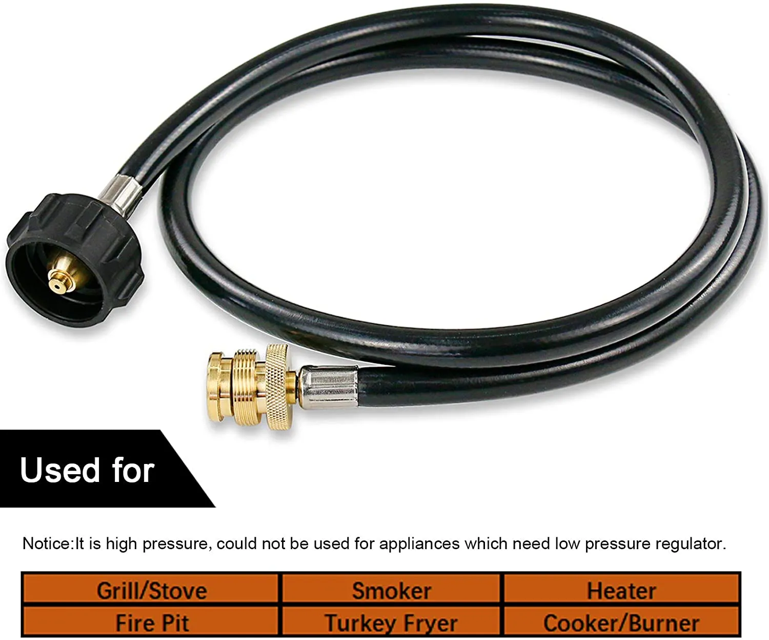 5 Ft Propane Adapter Hose Converter 16.4 oz or to 20 lb Tank, fits Weber Q Series, Camp Chef Stoves