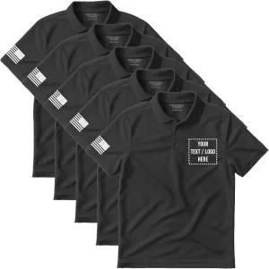 5 Pack Custom Polo Shirts for Men, Customized Polo Shirt, Moisture Wicking Dry Fit Short Sleeve Collared Work Wear, Golf Apparel Black