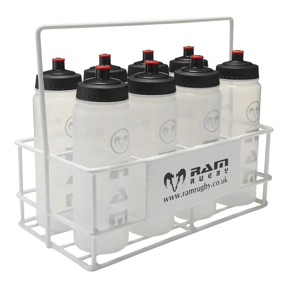 8 Water Bottles & Carrier Set - Metal