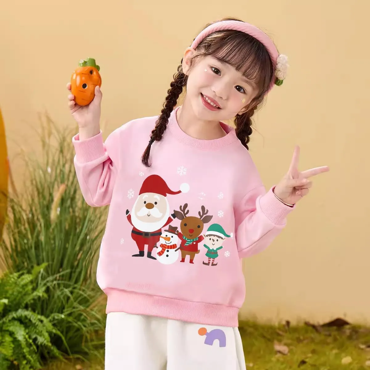 Akyzic Little Girls Sweatshirts Cotton Long Sleeve Crewneck Pullover Toddler Kids Winter Warm Shirt Sweater Tops 2t-8t