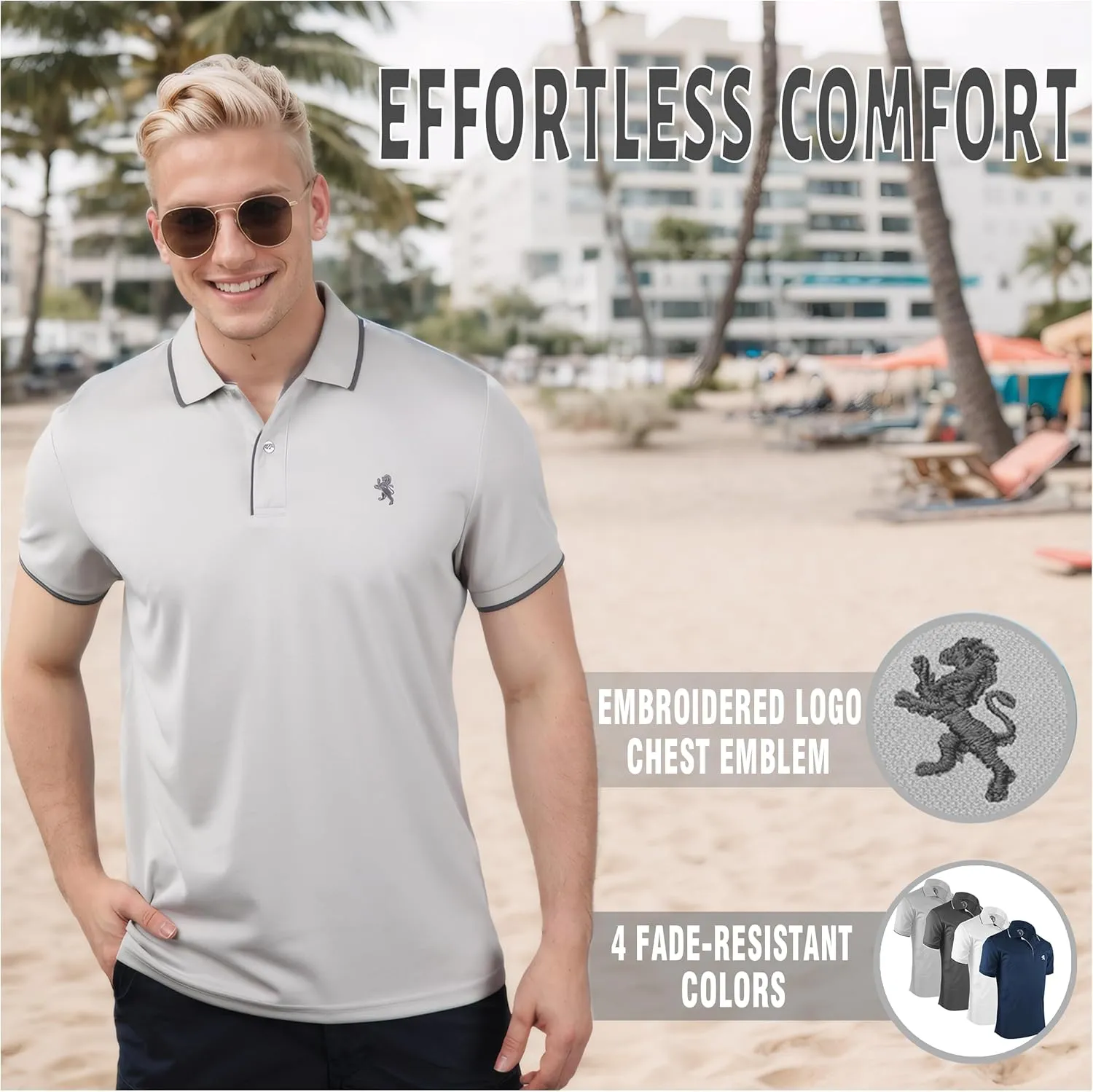 Albert Morris Mens Striped Short Sleeve Polo Shirts 4 Pack