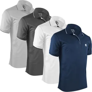 Albert Morris Mens Striped Short Sleeve Polo Shirts 4 Pack