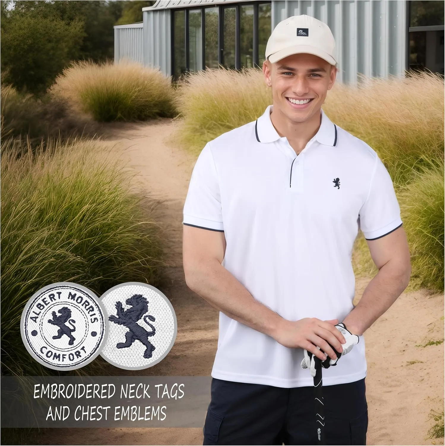 Albert Morris Mens Striped Short Sleeve Polo Shirts 4 Pack