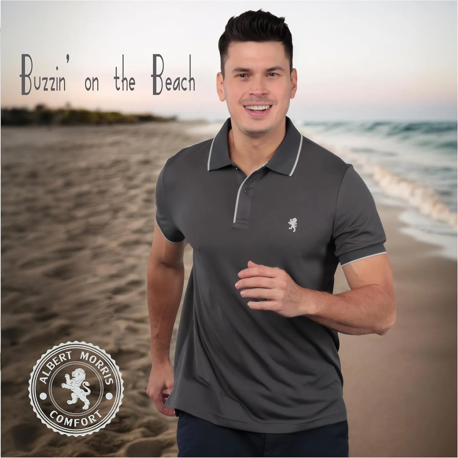 Albert Morris Mens Striped Short Sleeve Polo Shirts 4 Pack