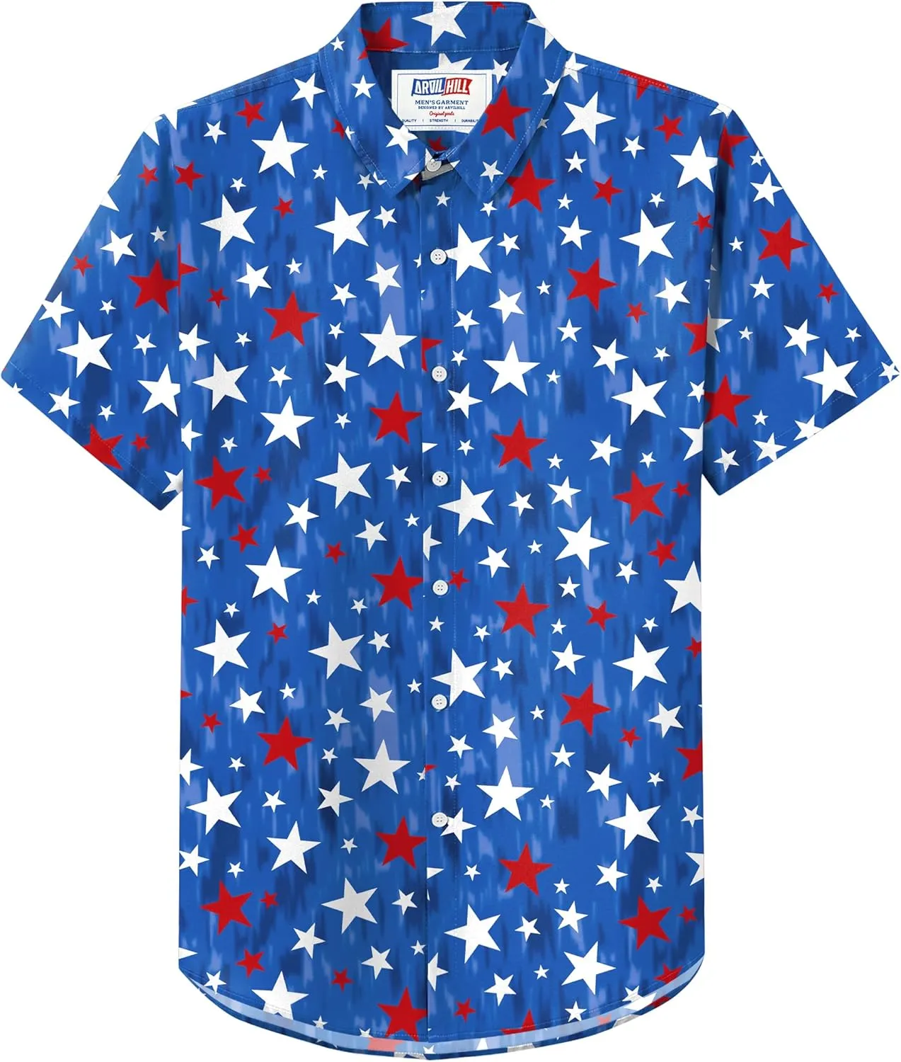 Arvilhill Men American Flag Button Shirt 4th of July Short Sleeve Shirts (S-3XL)