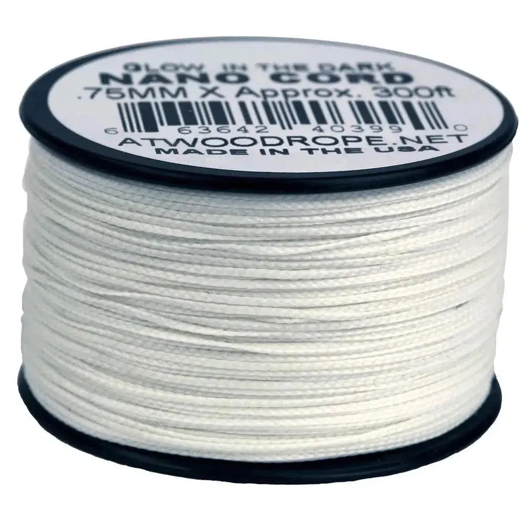 Atwood Rope Glow in the Dark- 10 LB Nano Cord  - 0.75MM X 300 FT Spool