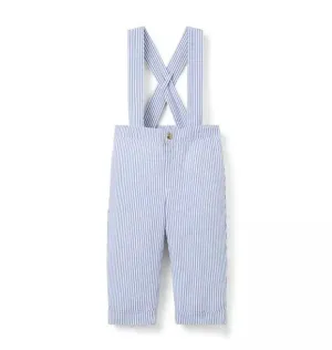 Baby Striped Seersucker Suspender Pant