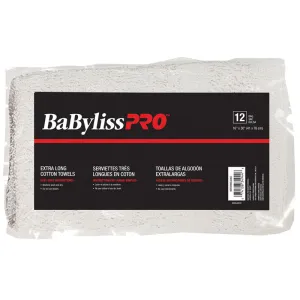 BabylissPro Cotton Towels Grey Stripe (12 Pack)