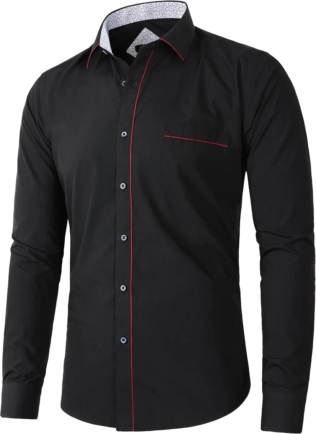 Beninos Men's Casual Long Sleeve Stretch Dress Shirt Wrinkle-Free Slim Fit Button Down Shirts