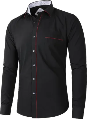Beninos Men's Casual Long Sleeve Stretch Dress Shirt Wrinkle-Free Slim Fit Button Down Shirts