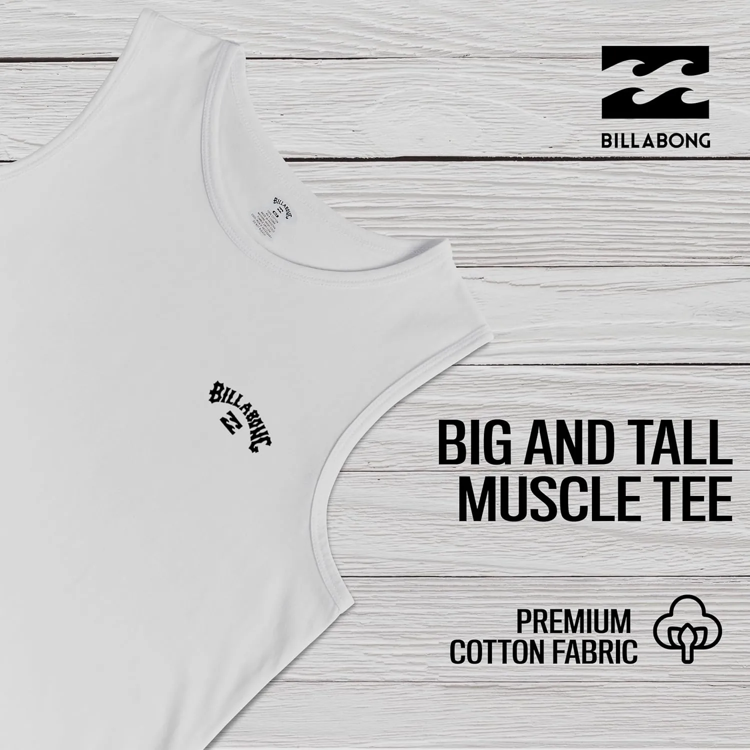 Billabong Big and Tall Tank Tops for Men - Cotton Mens Sleeveless Muscle T Shirt