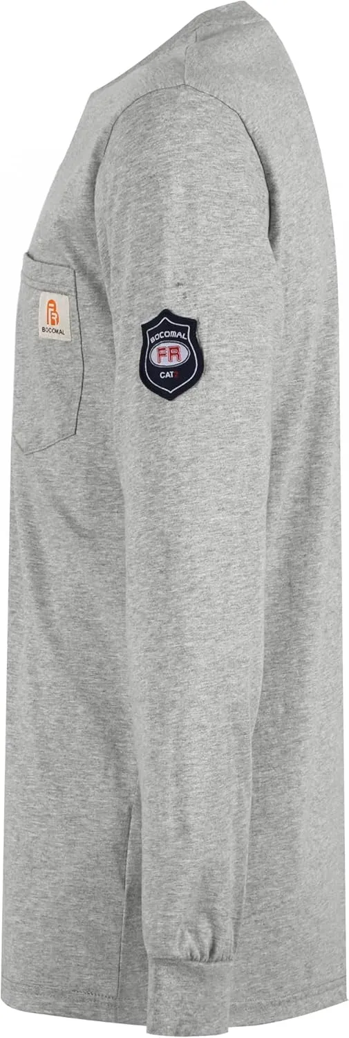 BOCOMAL FR Shirts Lightweight Classic Crew Long Sleeve Fire Resistant Shirt CAT2