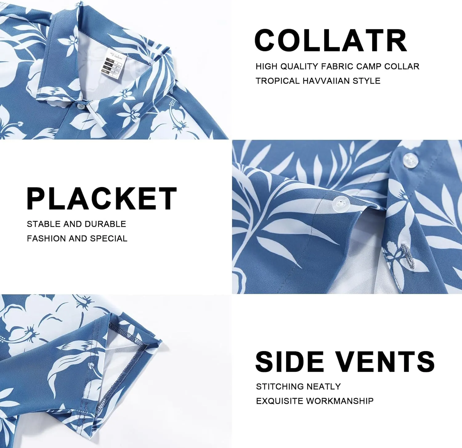BOJIN Men's Hawaiian Wrinkle Free Short Sleeve Button Down Tropical Floral Beach Vacation Shirt