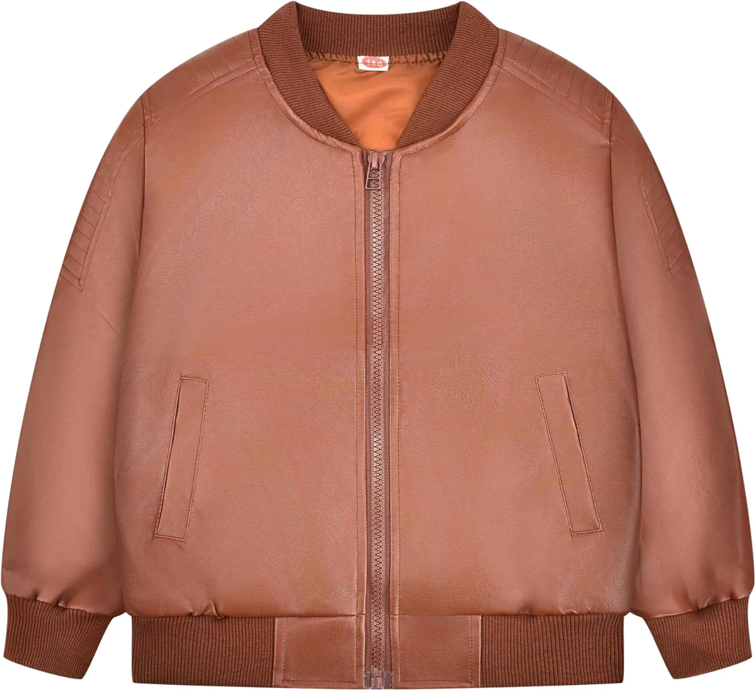 Boy's Fashion Fit Short Faux Leather Jacket Pocket