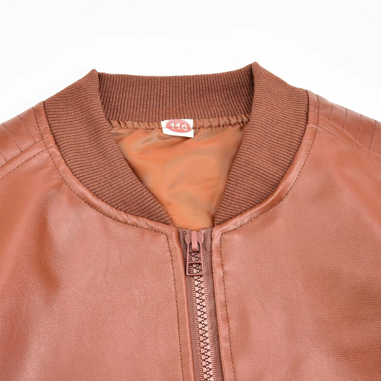 Boy's Fashion Fit Short Faux Leather Jacket Pocket