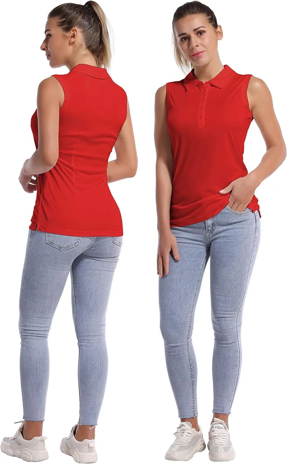 BUBBLELIME Sleeveless Polo Women's UPF 50  Sun Protection Athletic Tennis Golf Shirts Quick Dry Outdoor Sports