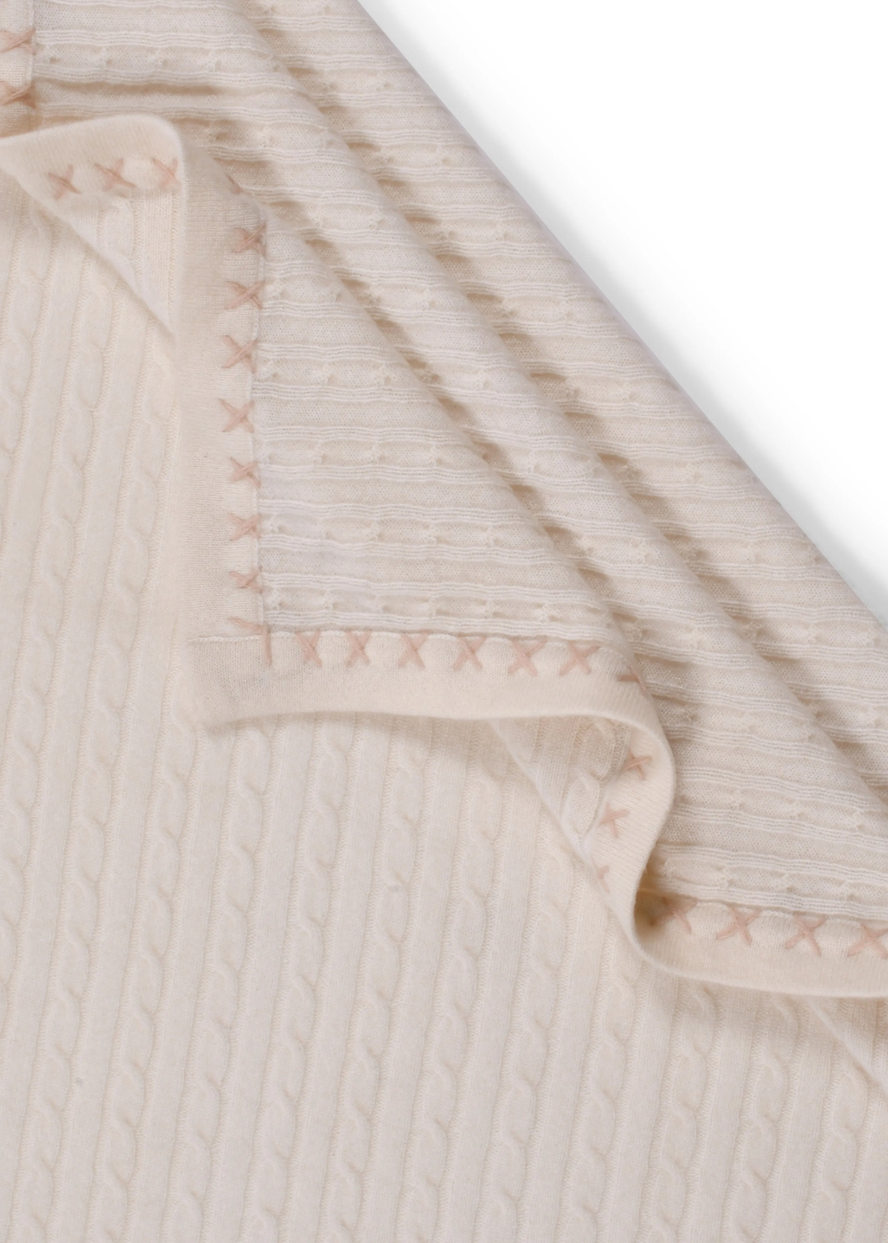 Cable Knit Baby Blanket in Cashmere