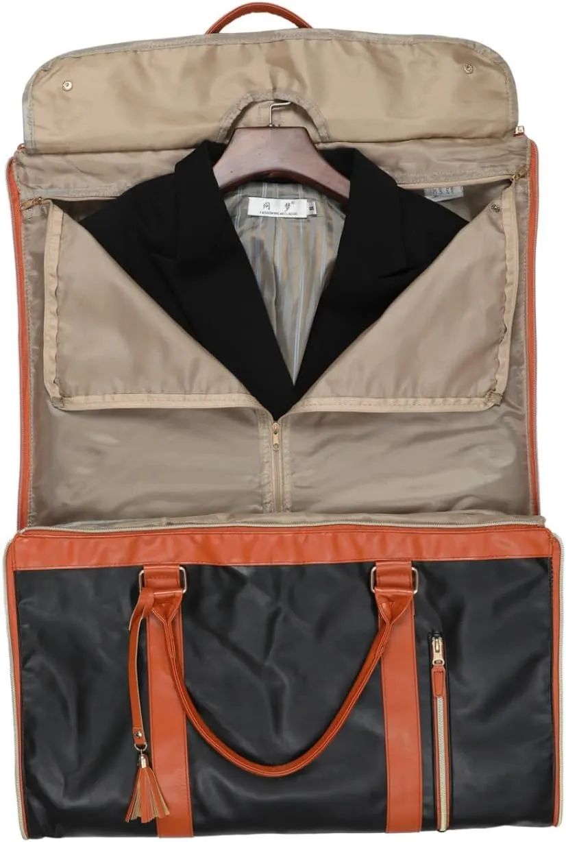 Carry-On Garment Duffel Bag  Convertible Garment Travel Suit Bag, Wrinkle-Free Weekender Bag for Men & Women, Hanging Suit Carrier with Luggage (Black)