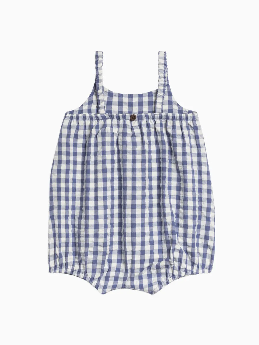 Caspia Seersucker Bubble Romper - Marino Gingham