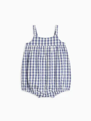 Caspia Seersucker Bubble Romper - Marino Gingham