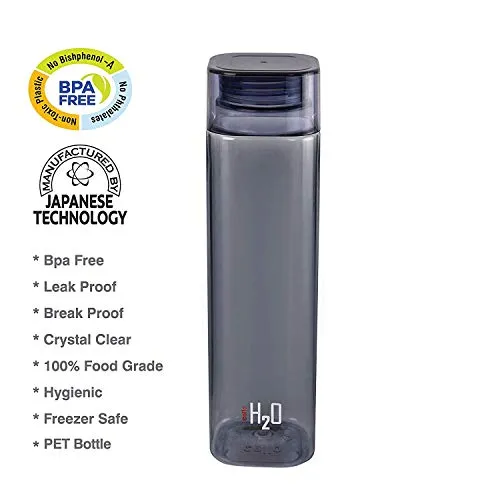 Cello H2O Squaremate Plastic Water Bottle, 1-Liter, Set of 6, Assorted (CLO_H2O_SQMT1L_SO6_ASRTD)