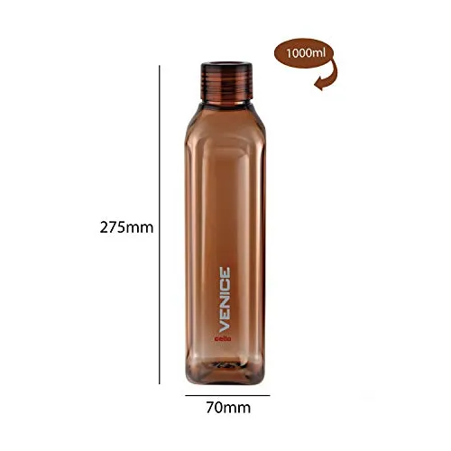 Cello Venice Exclusive Edition Plastic Water Bottle Set, 1 Litre, Set of 5, Multicolour