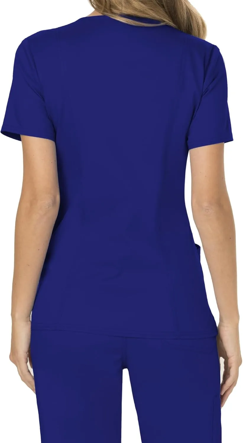 Cherokee Scrubs for Women Mock Wrap Top with 3 Pocket, Back Princess Seams WW610