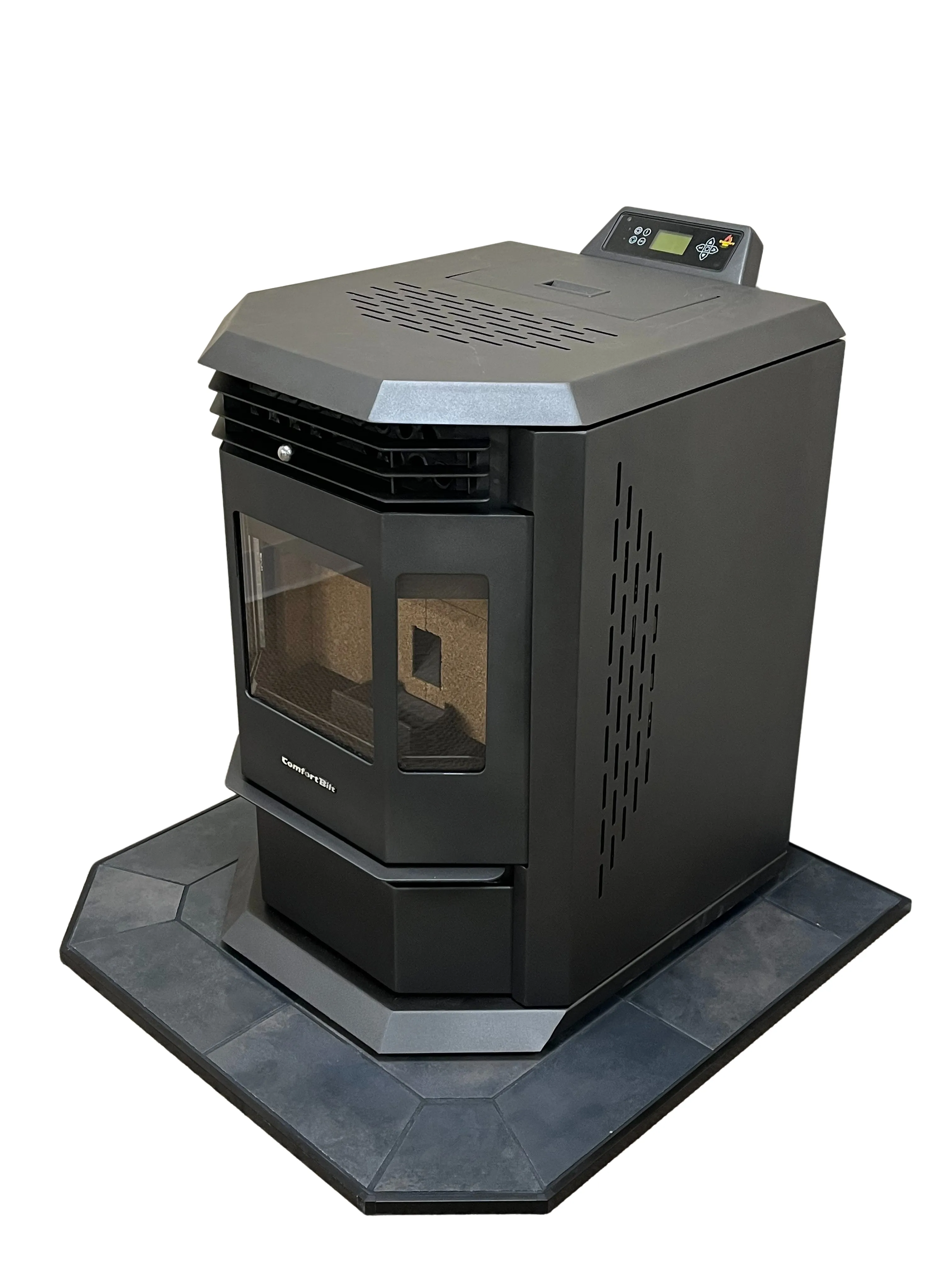 COMBO DEAL- HP22 Black Pellet Stove with 36" Black Copper Hearth Pad