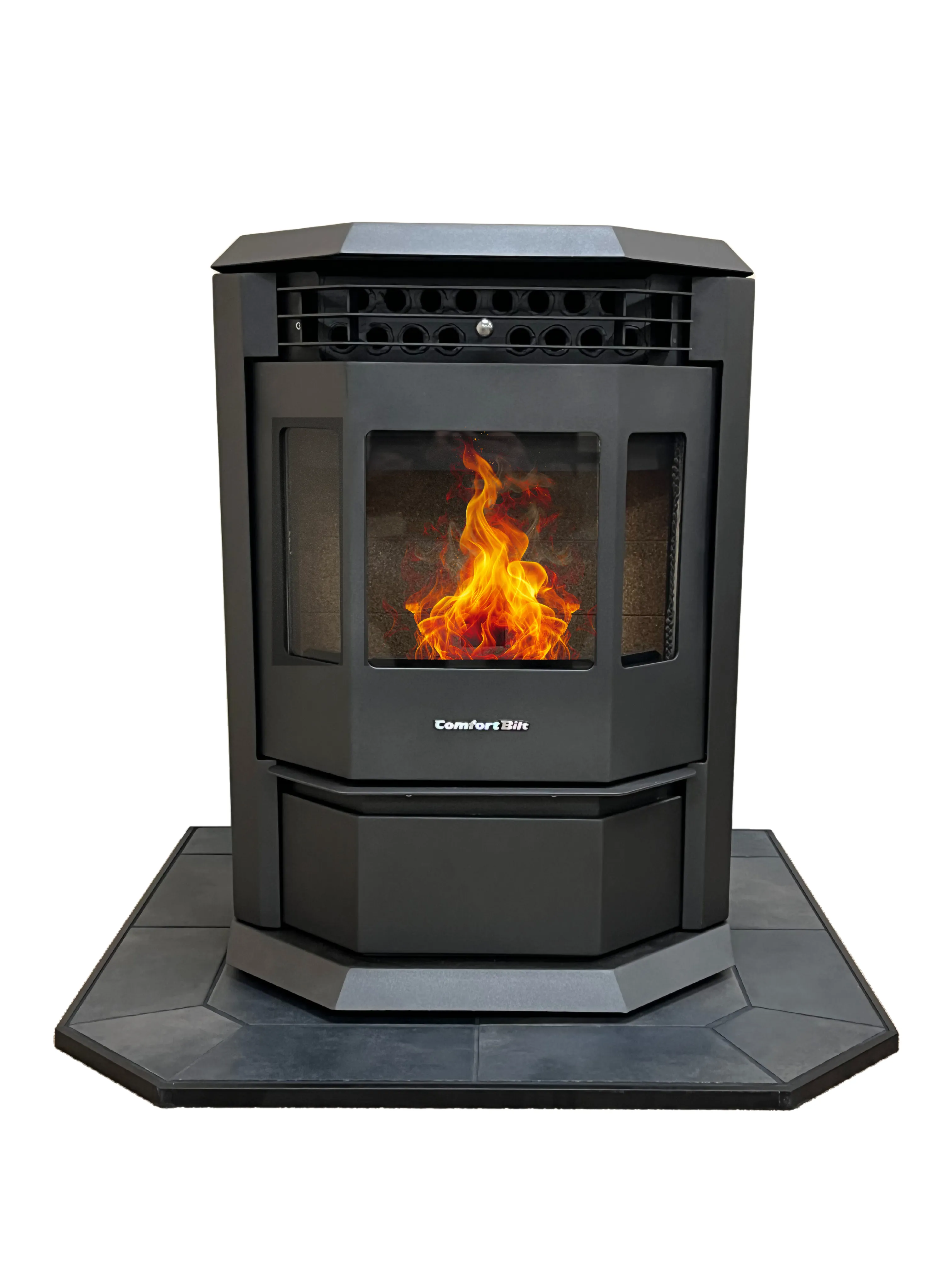 COMBO DEAL- HP22 Black Pellet Stove with 36" Black Copper Hearth Pad