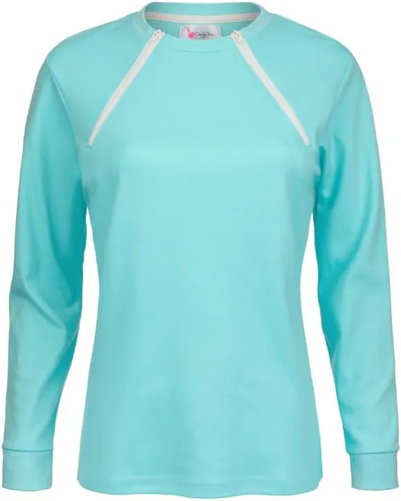 ComfyChemo CHEMOWEAR : Women's Long Sleeve Chemotherapy Port Zipper Shirts