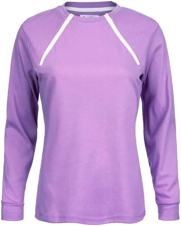 ComfyChemo CHEMOWEAR : Women's Long Sleeve Chemotherapy Port Zipper Shirts
