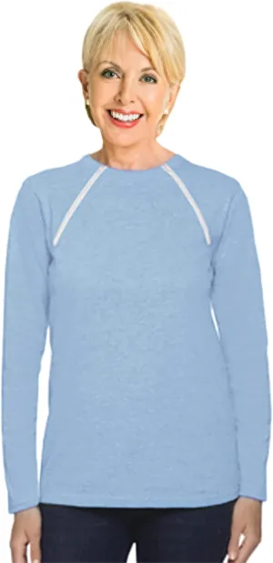ComfyChemo CHEMOWEAR : Women's Long Sleeve Chemotherapy Port Zipper Shirts