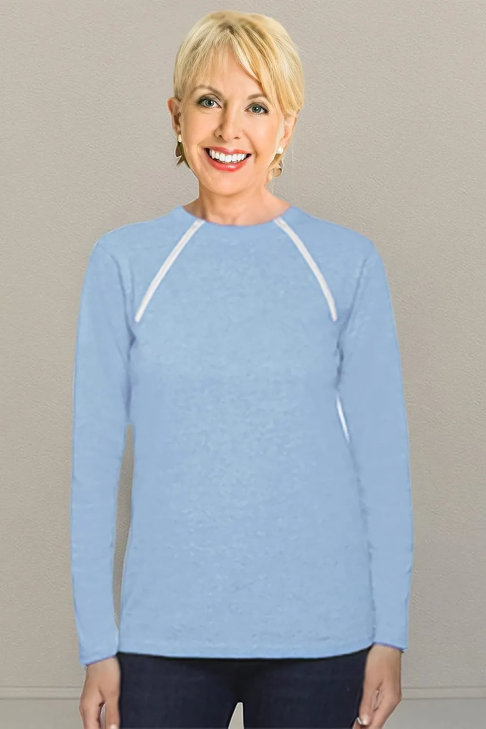 ComfyChemo CHEMOWEAR : Women's Long Sleeve Chemotherapy Port Zipper Shirts