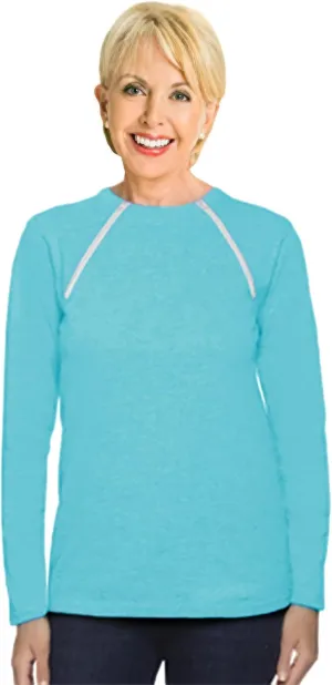 ComfyChemo CHEMOWEAR : Women's Long Sleeve Chemotherapy Port Zipper Shirts
