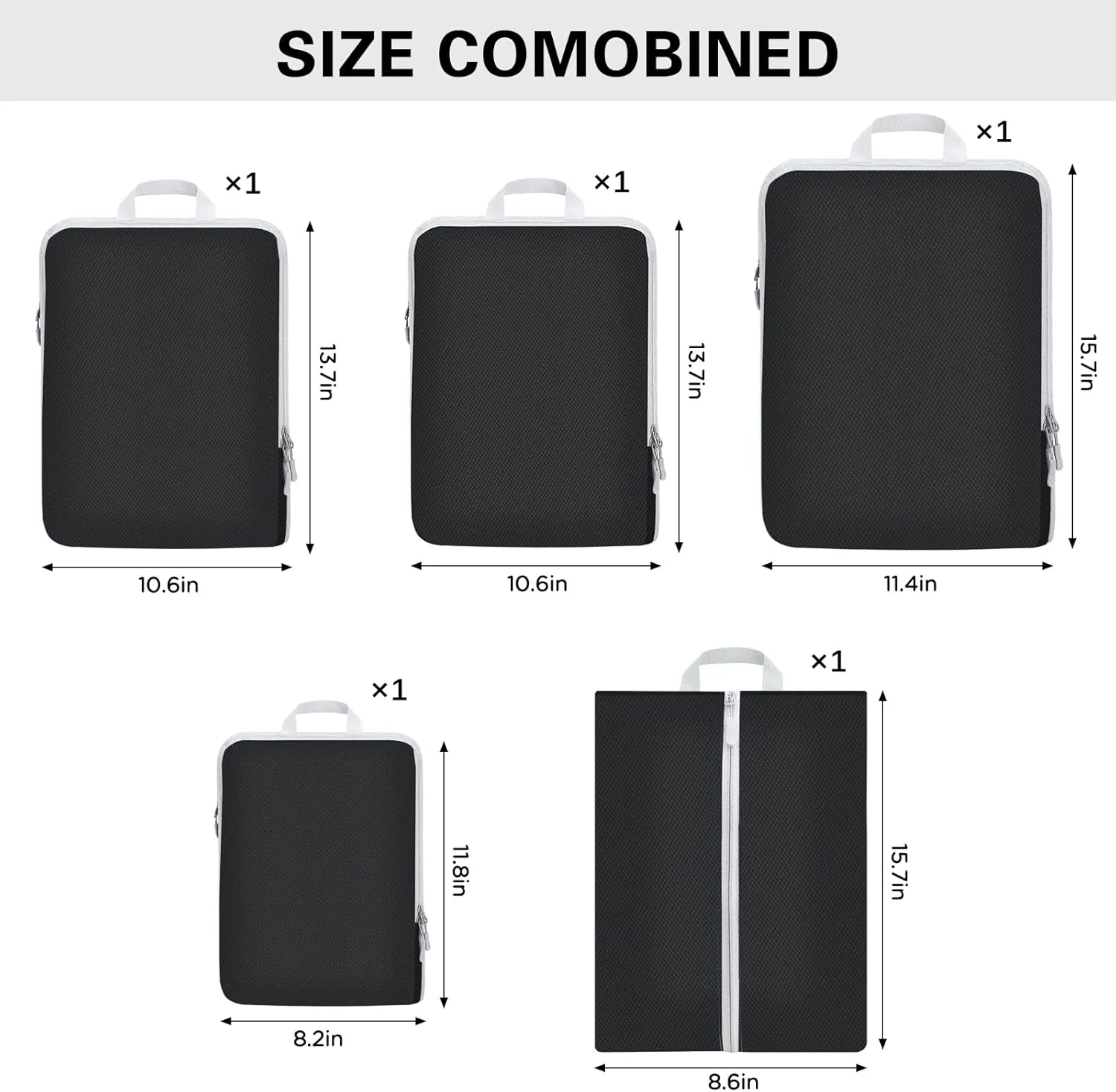 Compression Packing Cubes for Travel,Waterproof Packing Compression Cubes for Travel Packing Organizers,Luggage Cubes for Packing,Ultralight Expandable Packing Cubes Compression (Black 5 Pack)