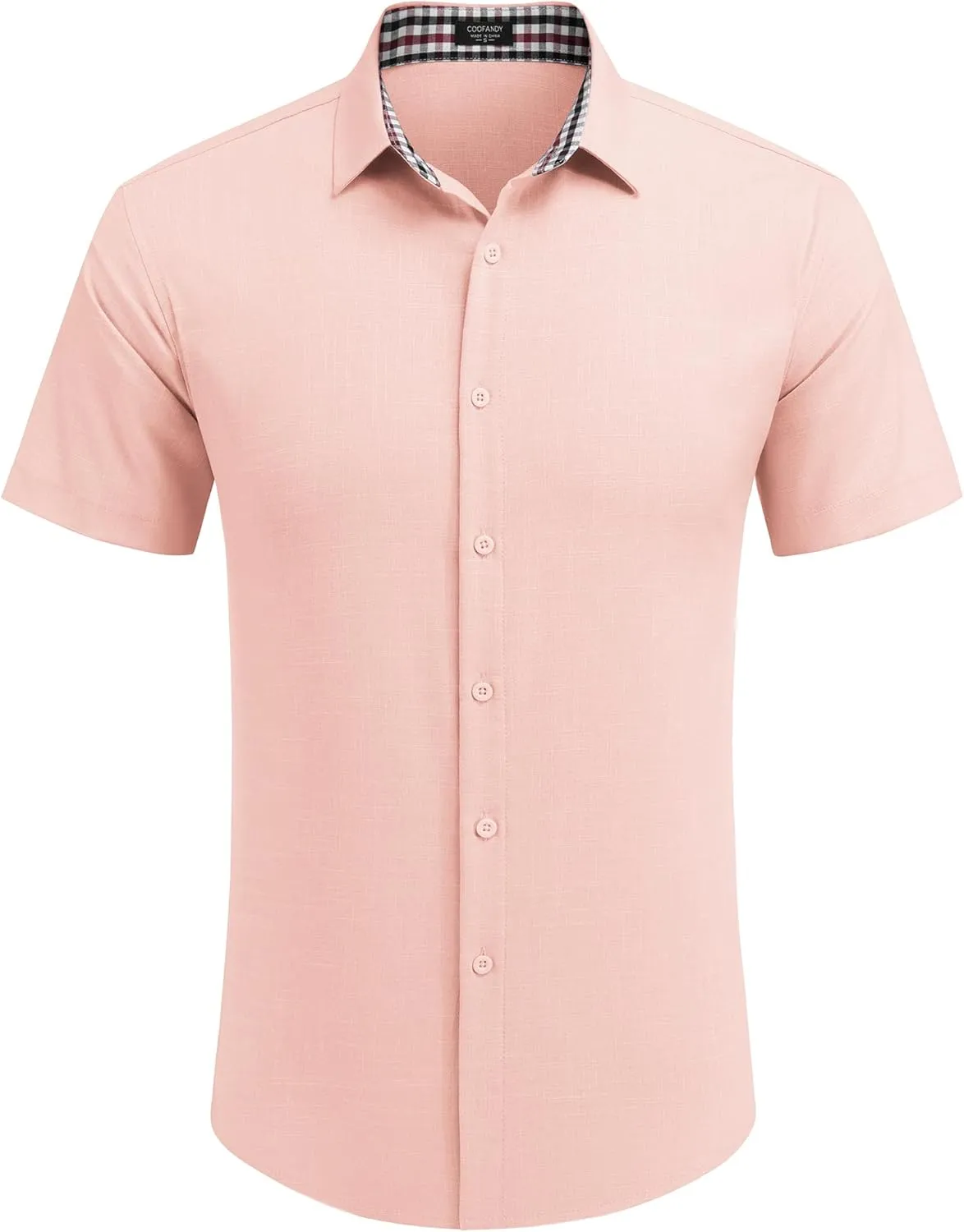 COOFANDY Mens Linen Shirt Casual Short Sleeve Button Down Shirts Summer Beach Vacation Tops