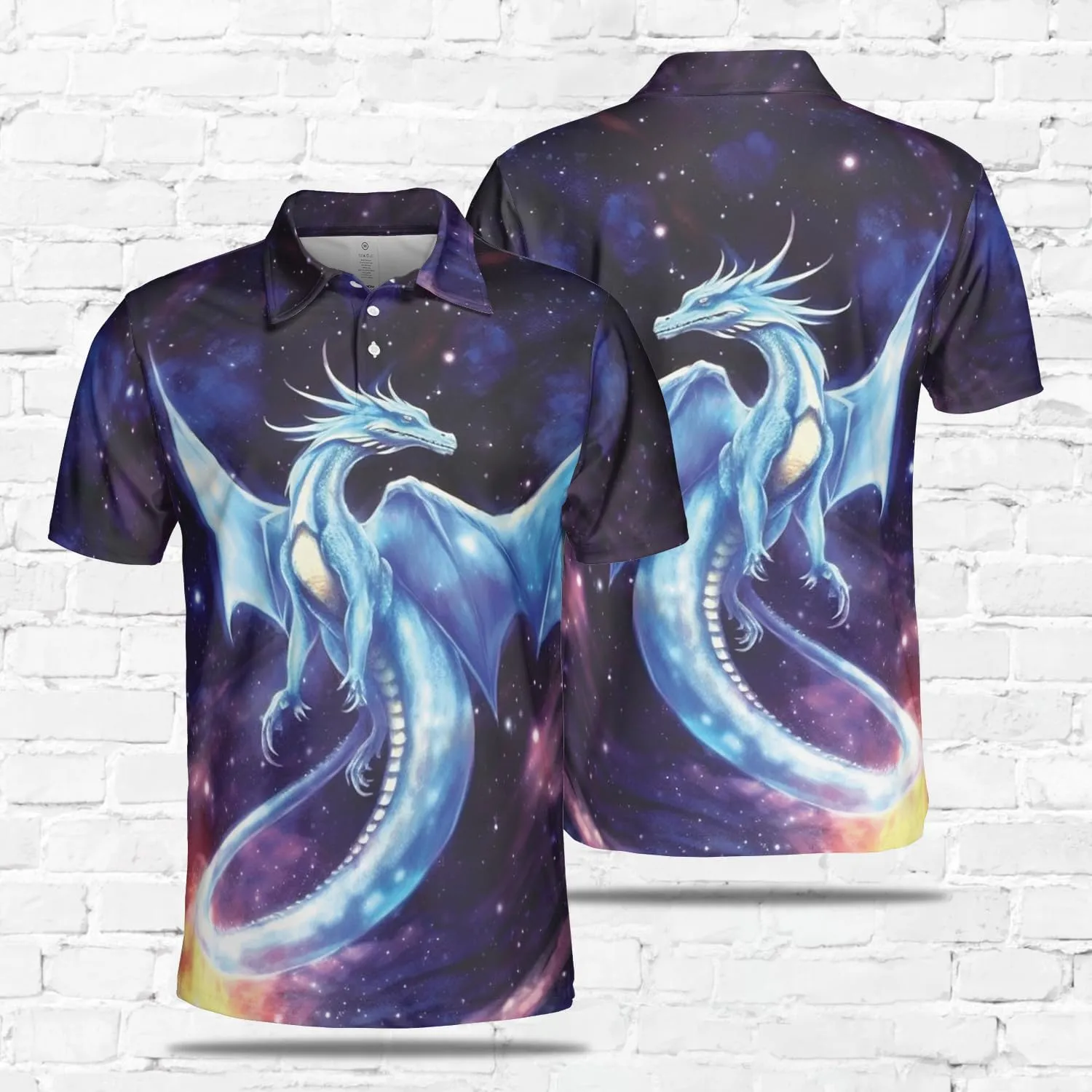 Dragon Polo Shirts for Men - Mythical Creature Men's Regular Fit Quick Dry Golf Polo Shirt Series 06