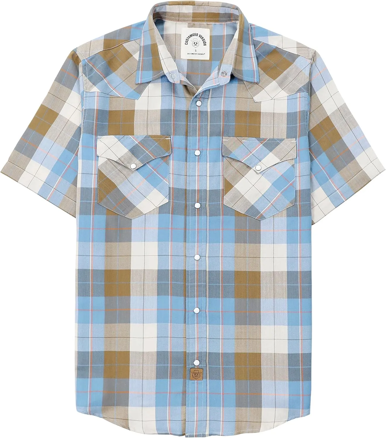 Dubinik50% Viscose derived from Bamboo,50% Polyester Mens Short Sleeve Western Cowboy Pearl Snap Casual Plaid Shirts for Men