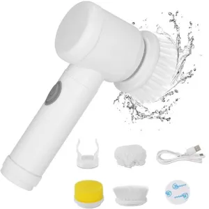 Electric Spin Scrubber With 5 Replaceable Brush Head Power Electric Cleaning Brush Handheld Rechargeable Shower Scrubber