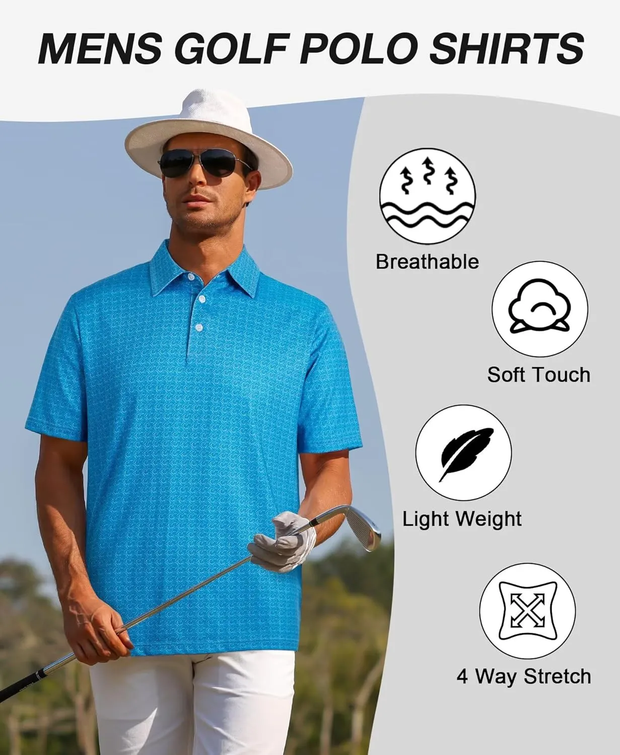 ELETOP Mens Golf Polo Shirts Moisture Wicking Quick Dry Short Sleeve Polo Casual Fashion Golf Shirt for Men