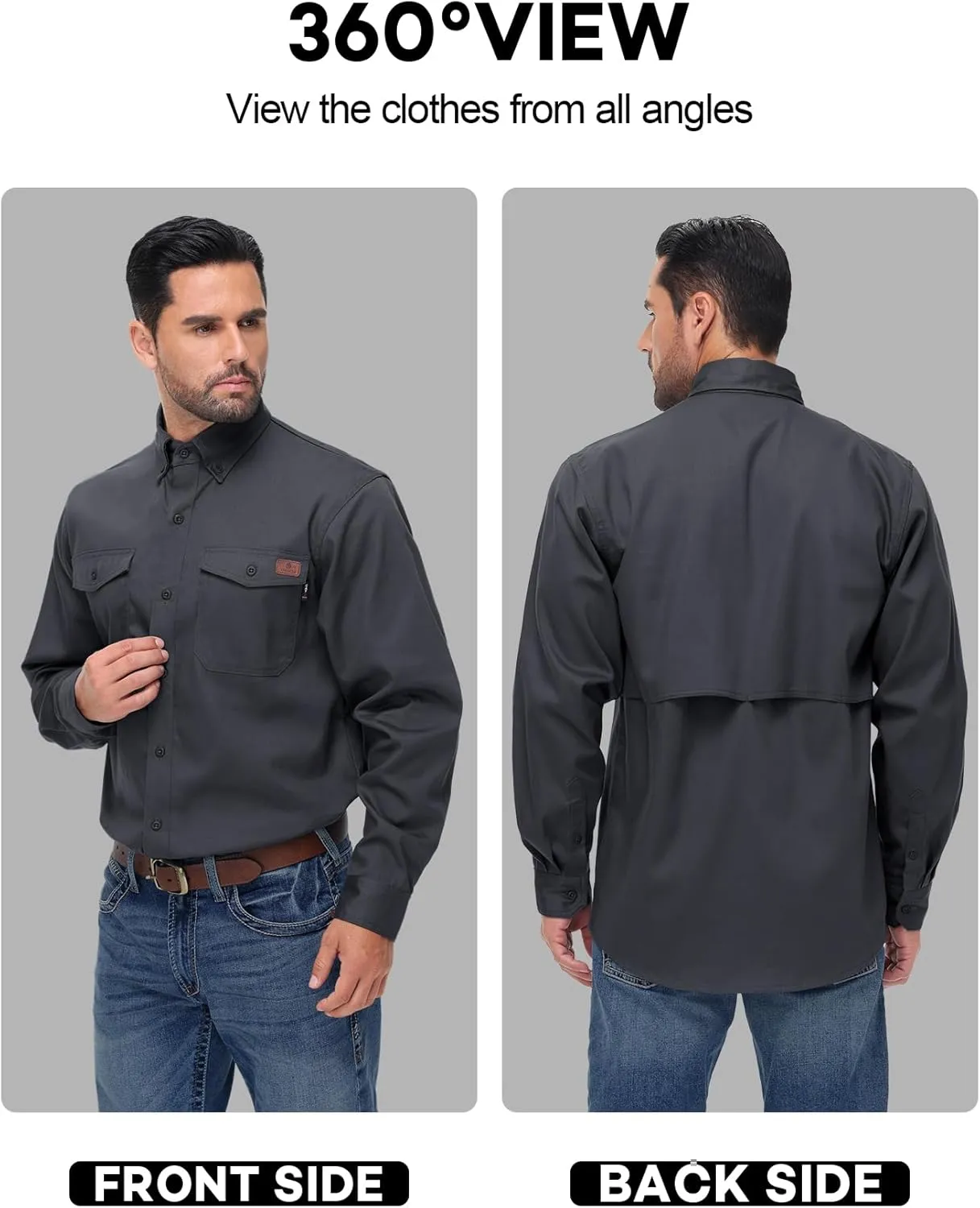 FR Shirt for Men 6oz Ripstop Lightweight Back Vented Mesh Breathable Flame Resistant CAT2 NFPA2112 Welding Shirts