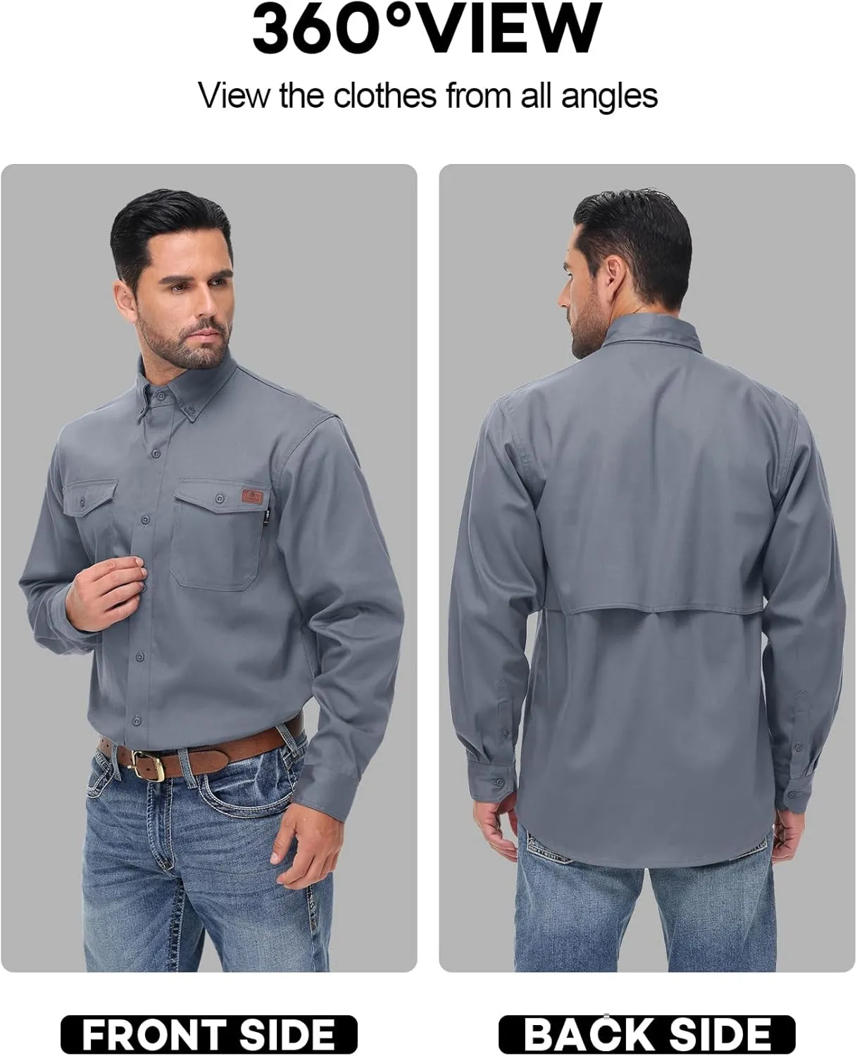 FR Shirt for Men 6oz Ripstop Lightweight Back Vented Mesh Breathable Flame Resistant CAT2 NFPA2112 Welding Shirts