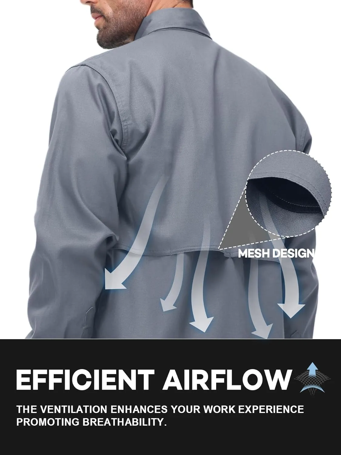 FR Shirt for Men 6oz Ripstop Lightweight Back Vented Mesh Breathable Flame Resistant CAT2 NFPA2112 Welding Shirts