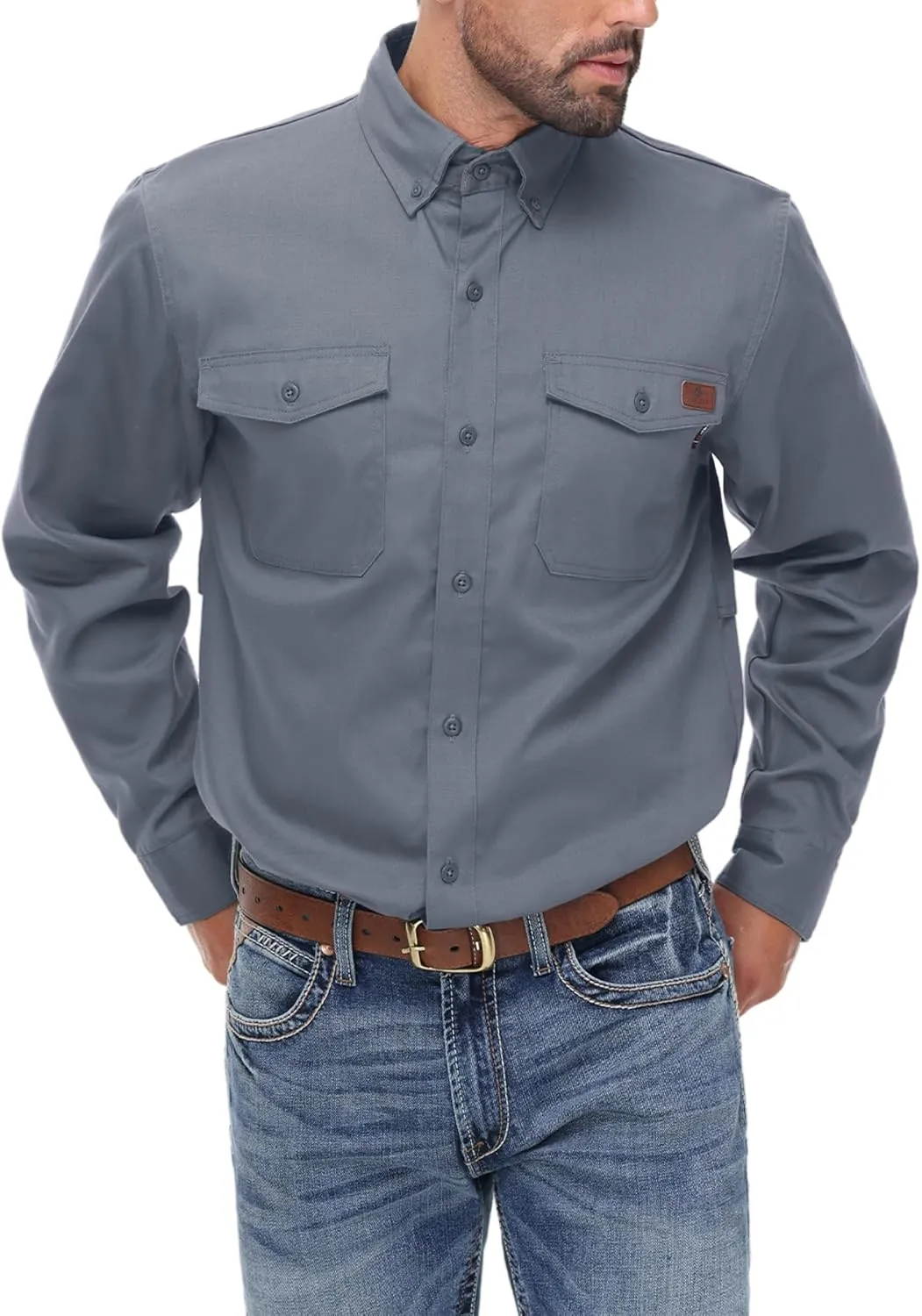 FR Shirt for Men 6oz Ripstop Lightweight Back Vented Mesh Breathable Flame Resistant CAT2 NFPA2112 Welding Shirts