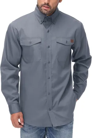 FR Shirt for Men 6oz Ripstop Lightweight Back Vented Mesh Breathable Flame Resistant CAT2 NFPA2112 Welding Shirts