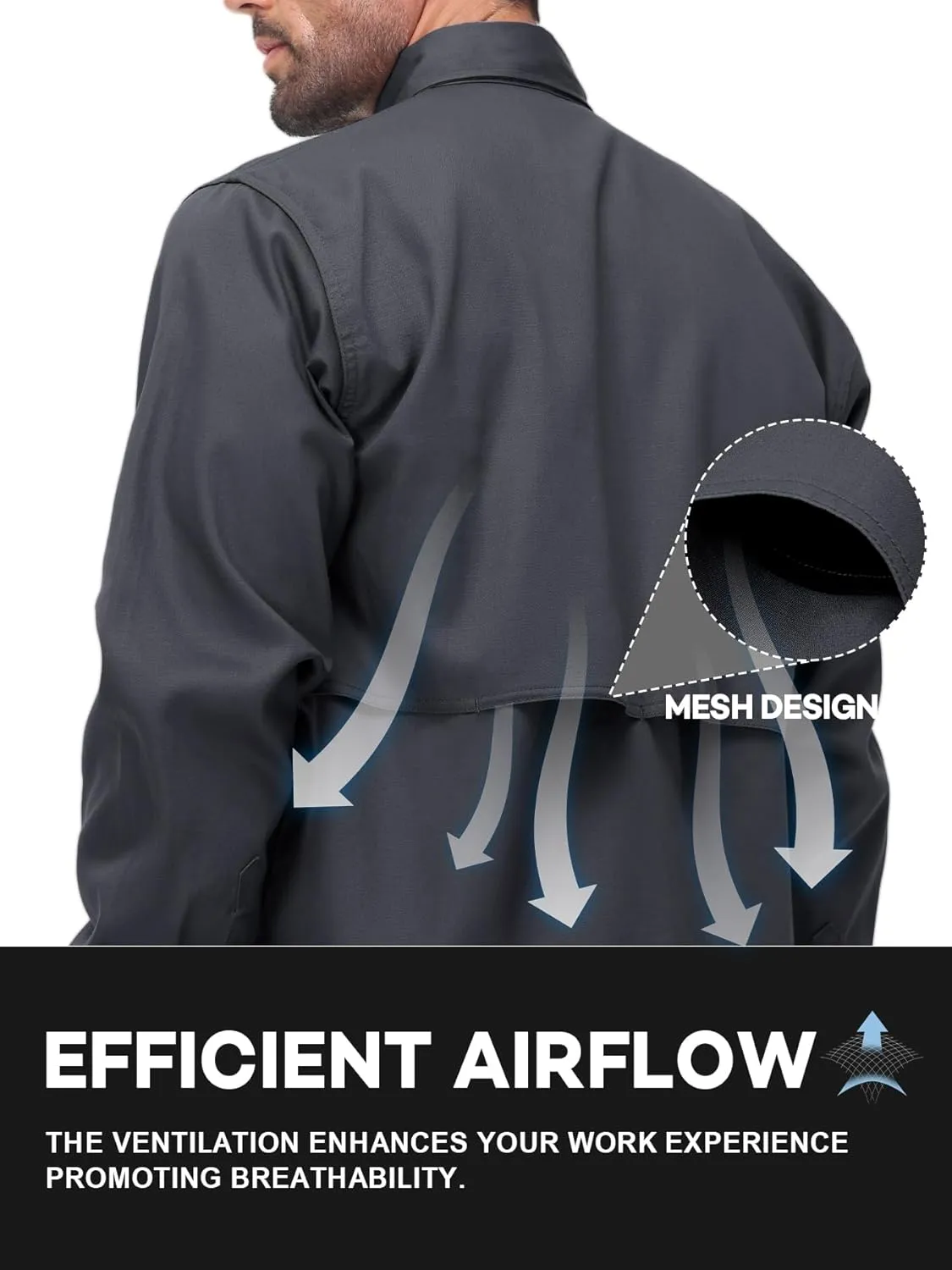 FR Shirt for Men 6oz Ripstop Lightweight Back Vented Mesh Breathable Flame Resistant CAT2 NFPA2112 Welding Shirts
